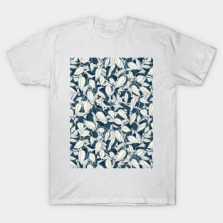 Minimalist Leaf Line Art Illustration as a Seamless Surface Pattern Design T-Shirt